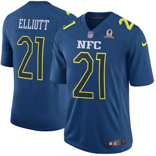 Nike Cowboys #21 Ezekiel Elliott Navy Men's Stitched NFL Game NFC Pro Bowl Jersey